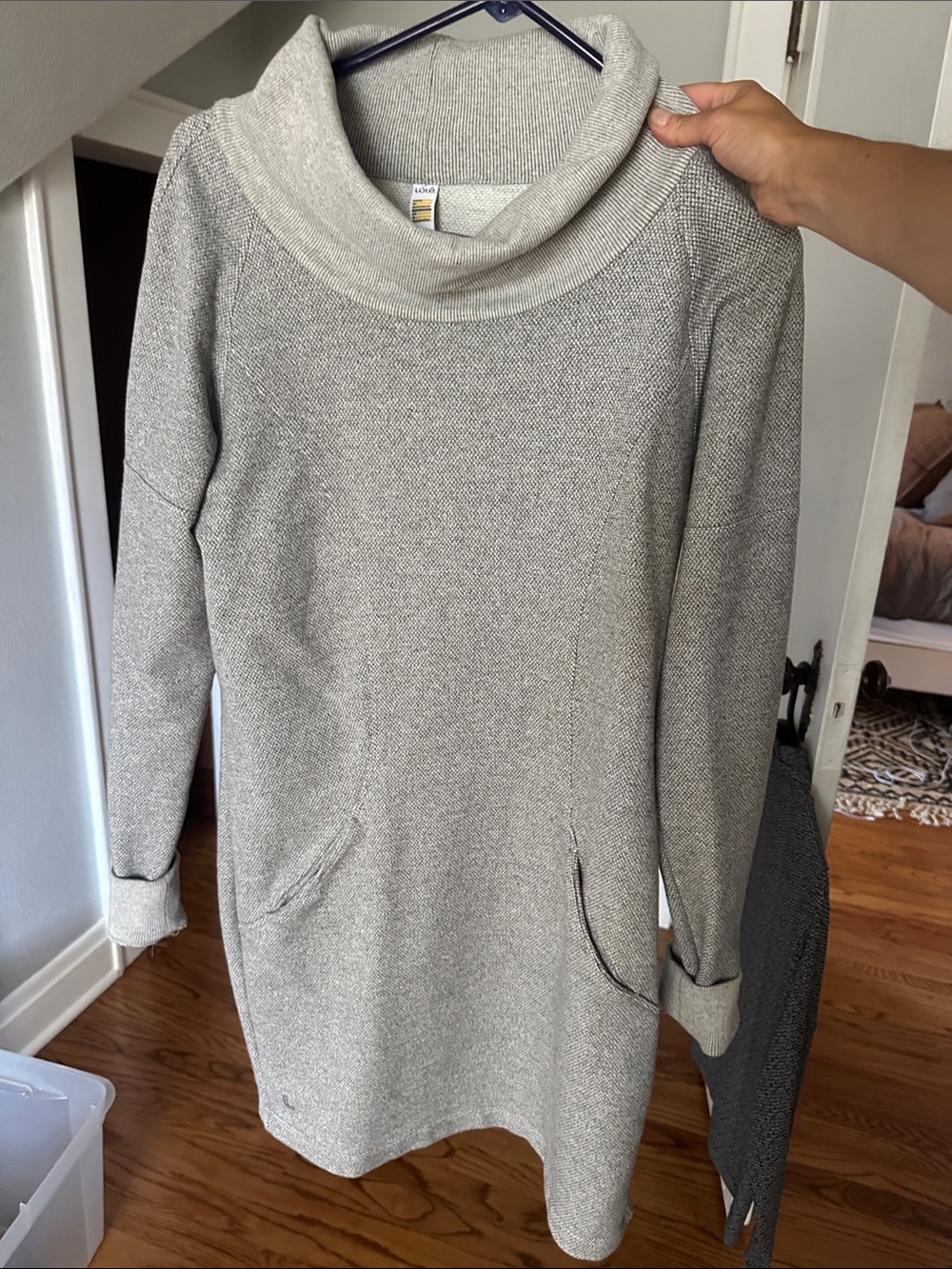 Cozy Cowl Neck Sweater Dress in Heather Gray